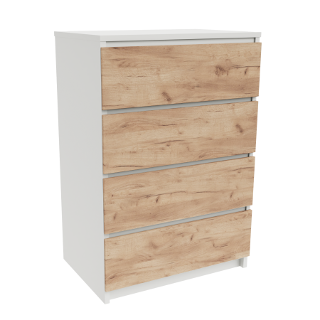 Komoda do salonu 4 szuflady Biały + Craft